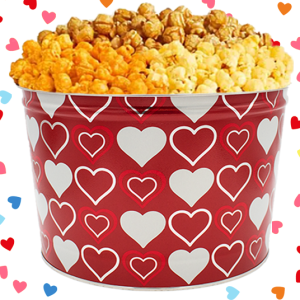 2 Gallon – Hearts – Popcorn Tin