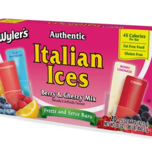 Wyler’s Authentic Italian Ices Berry and Cherry Mix Flavors 1.5 oz Pops, 20 Count