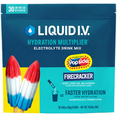Liquid IV Firecracker Popsicle Hydration Multiplier Electrolytes Drink Mix, 30 Count