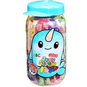 ABC – Mini Jelly Straws in Plastic Jar – Narwhal – 800 G