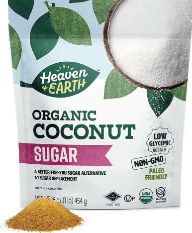 Heaven & Earth Organic Coconut Sugar, Kosher for Passover, Low Glycemic, 16 oz