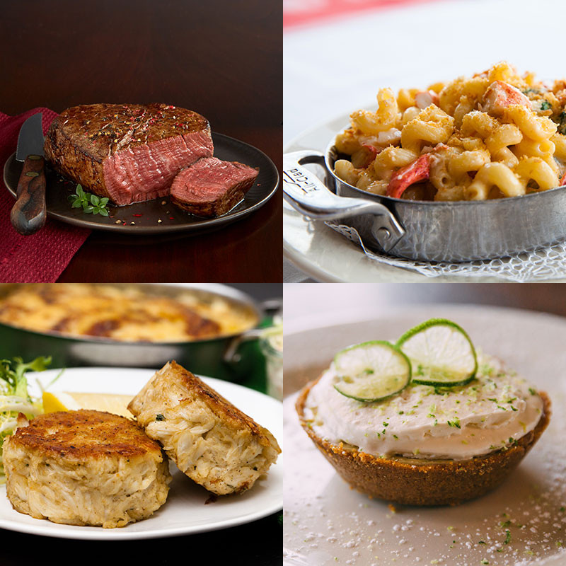 2 Wildfire 8-oz. Filets, Shaw’s Crab House Lobster Mac, Crab Cakes, & 2 Mini Pies