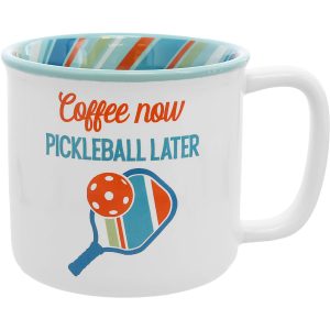 “Coffee Now, Pickleball Later” 18 oz Stoneware Mug – Fun for Picklebal