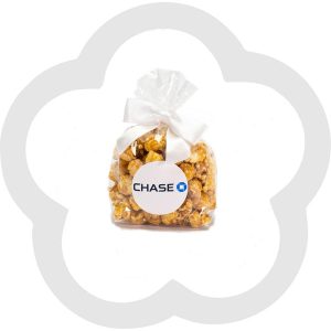 2 Cup Caramel Custom Labeled Popcorn Favor Bow Bag – 10 Pieces