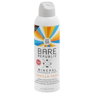 Bare Republic – Vanilla Coco SPF 50 Mineral Sunscreen Spray, 6 Fl Oz