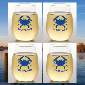 Wine-Oh! – MARYLAND BLUE CRAB Shatterproof Wine Glasses 4 pack