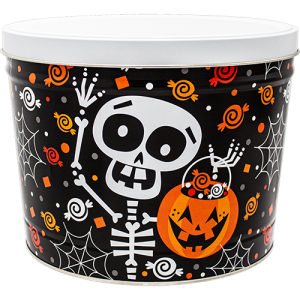 2 Gal Spooky Skeleton Halloween Popcorn Tin