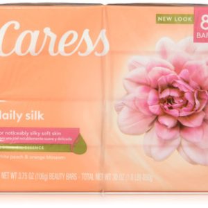 Caress Beauty Bar Soap For Silky, Soft Skin Daily Silk With Silk Extract and Floral Oil Essence, 3.75 (8 count)