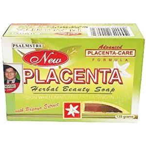 Psalmstre – Placenta Herbal Beauty Soap with Papaya Extract – Skin Whitening and Anti-Aging in 1 – 135 G