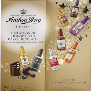 Anthon Berg Dark Chocolate Collection, Liquor Filled Mini Bottles, 64 Pieces, 2.2 lb