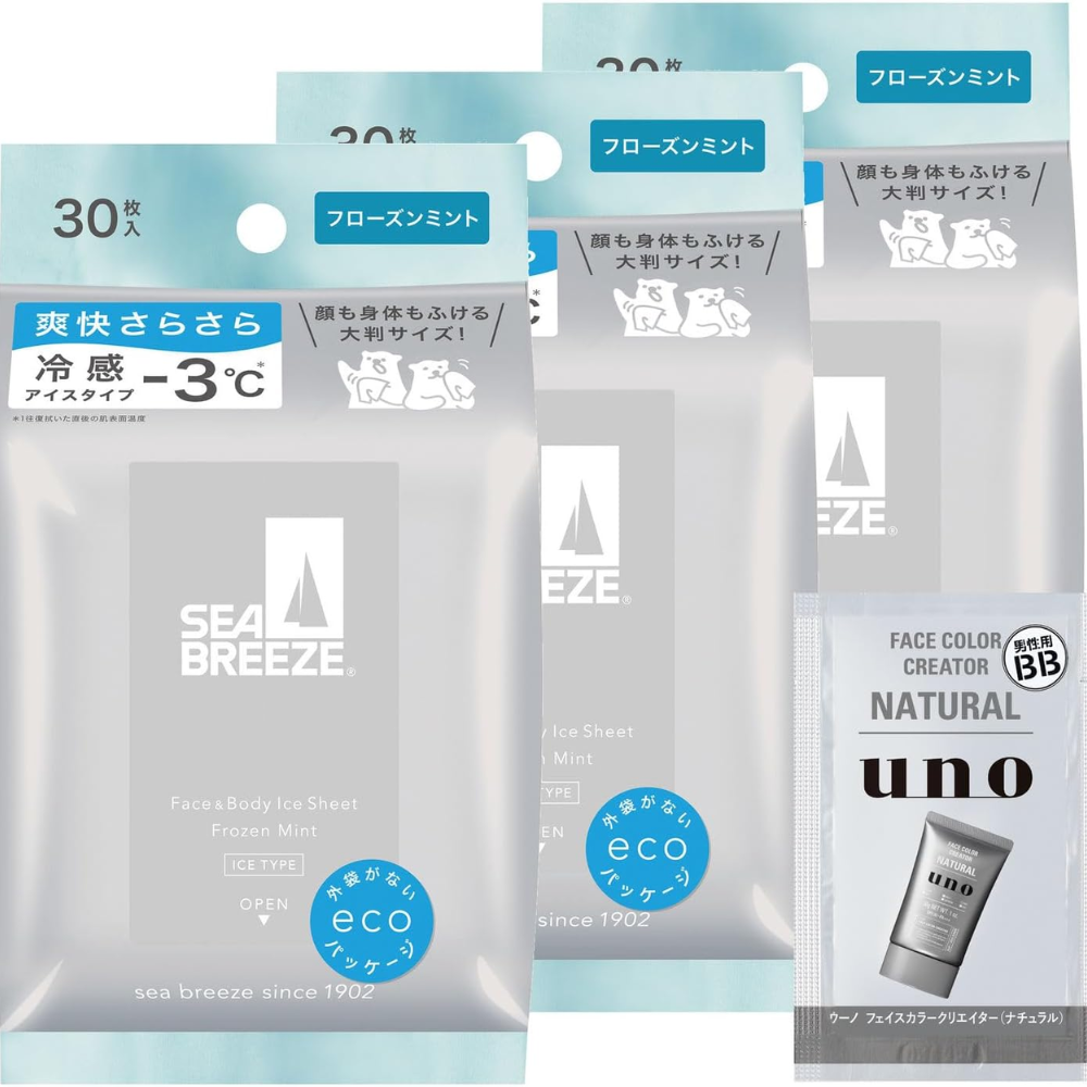 Seabreeze Face & Body Ice Sheet Frozen Mint 30 Sheets × 3 Packs + Bonus – Made in JAPAN – Tokyo Sakura Mall