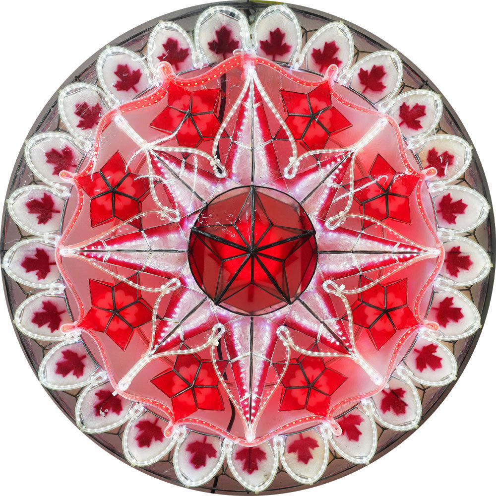 Philippines Christmas Capiz Parol Lantern Star Canada Design (Tala) – Red / White LED Show – Size 24