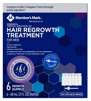 Member’s Mark Minoxidil Topical Solution 5%, Hair Regrowth Treatment for Men, 2 oz., 6 ct.