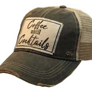 Vintage Life – Coffee Until Cocktails Distressed Trucker Hat Baseball