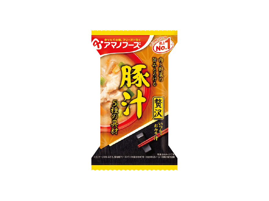 Amano Foods “Itsumo no Omisoshiru Zeitaku”, Freeze-dried Miso Soup, Tonjiru, Pork, 1 serving