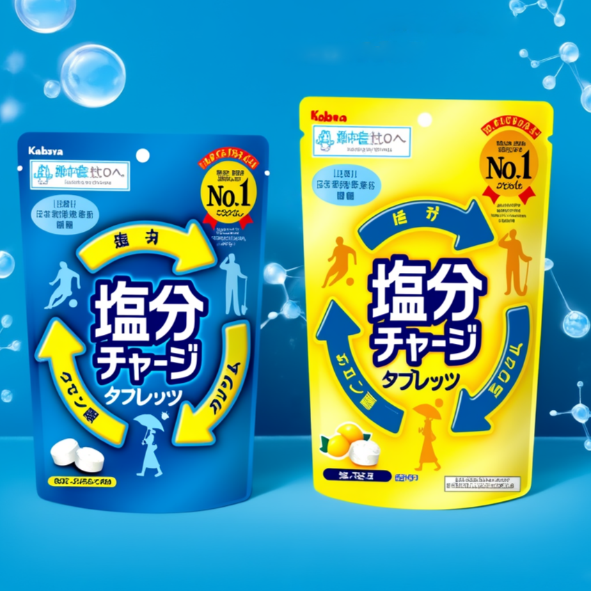 Kabaya Salt Charge Tablets 2 Flavors Set (Lemon & Sports Drink) 81g×3 Each – Made in JAPAN – Tokyo Sakura Mall