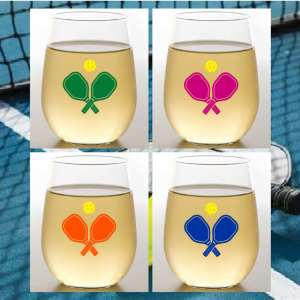 PICKLEBALL Shatterproof Wine Glasses: 4pk