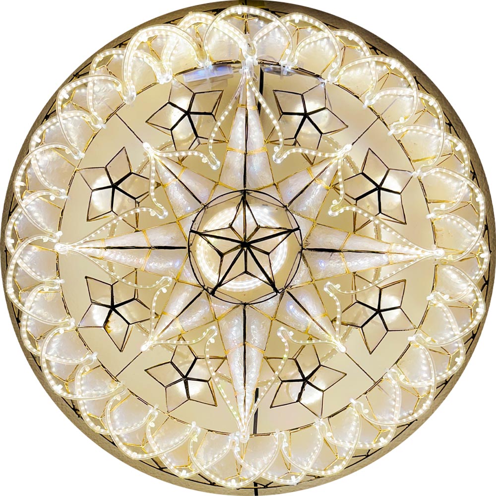 Philippines Christmas Capiz Parol Lantern Star (Tala) – WHITE ONLY LED Show – Size 24