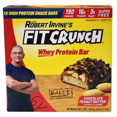 Chef Robert Irvine’s Fit Crunch Chocolate Peanut Butter FITCRUNCH Whey Protein Bars, 18-count