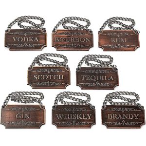 The Wine Savant – Decanter Tags Copper Set of 8 for Alcohol – The Wine