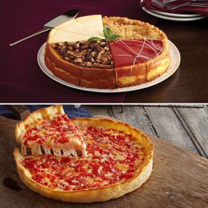 1 Eli’s Sampler Cheesecake & 1 Lou’s Pizza