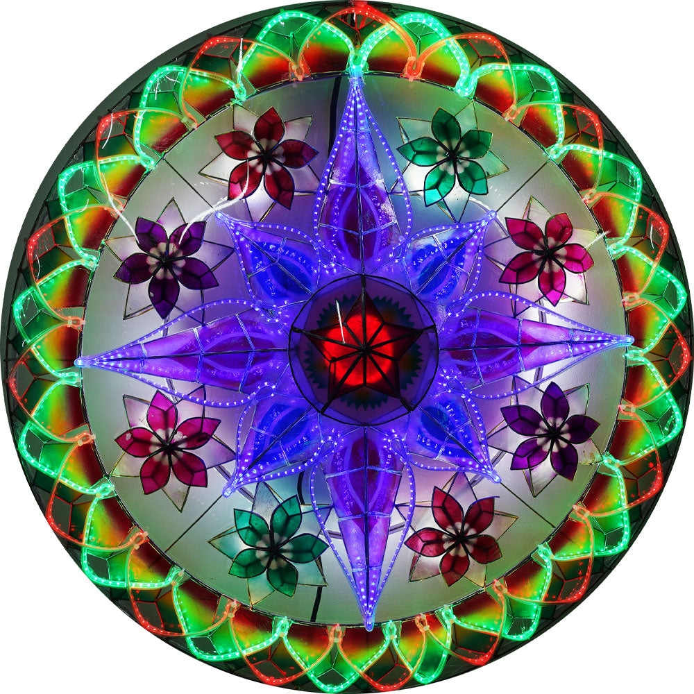 Philippines Christmas Capiz Parol Lantern Star (Tala) – Red / Green / Blue / White LED Show – Size 30