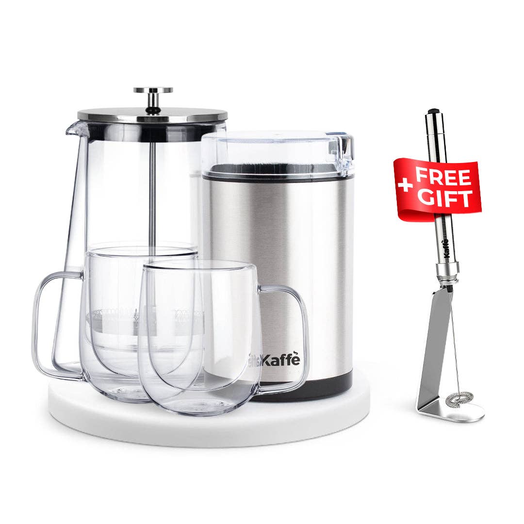 Coffee Lovers Bundle – Ultimate Home Brewing Kit with French Press, Grinder, Mugs & Frother