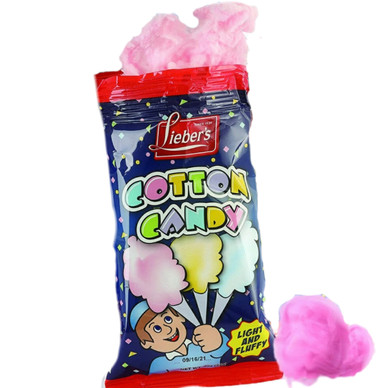 Lieber’s Cotton Candy, Light & Fluffy Vintage Candy, Blue & Red Carnival, holloween, Birthday Party Favors Treats Supplies for Kids, Kosher, 1.6 Ounce Bag (45g)