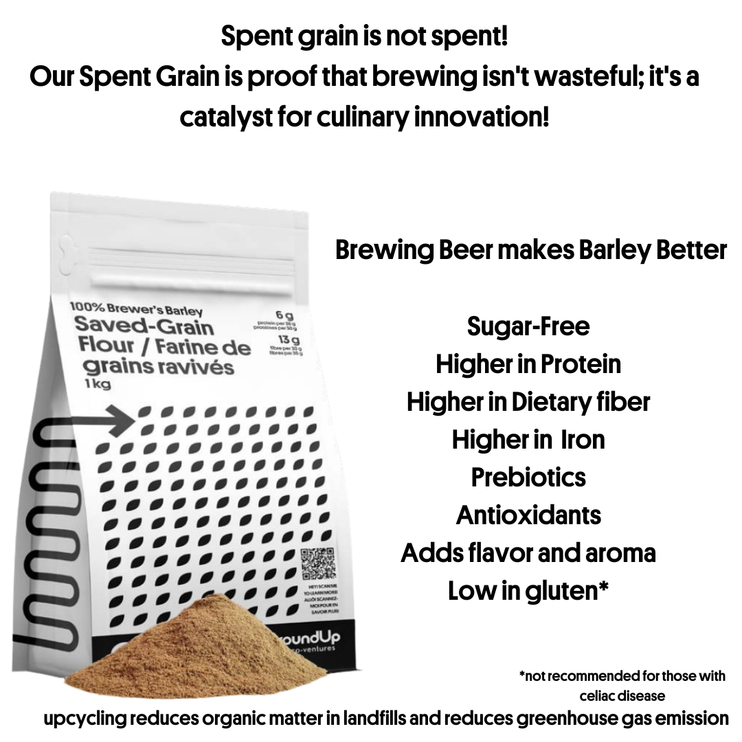 GroundUp Eco Venture 100% Brewer’s Barley Saved-Grain Flour, Upcycled Bag – 1 Bag (1 kg)