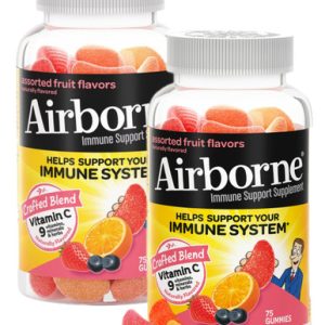 Airborne Gummies Immune Support, Assorted Fruit Flavors, 75 Count (2 Pack)