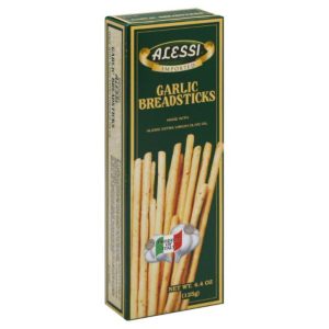 Alessi – Thin Garlic Breadsticks, 4.4 Oz | Pack of 12