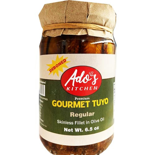 Ado’s Kitchen – Premium Gourmet Tuyo – Deboned – Regular – Skinless Fillet in Olive Oil – 200 G