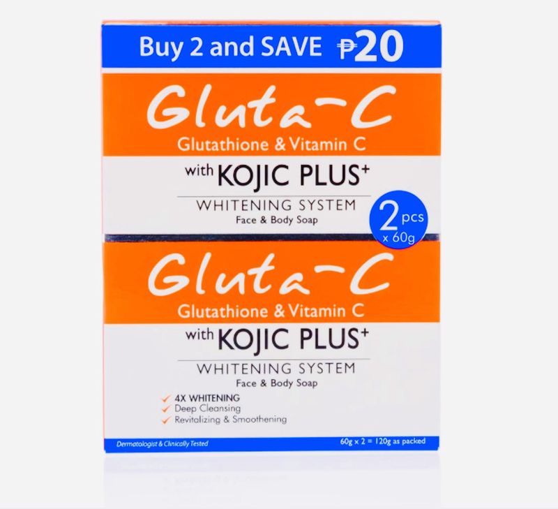 Gluta-C Kojic Plus with Glutathione and Vitamin C Face And Body Whitening Soap (2 x 60 g)