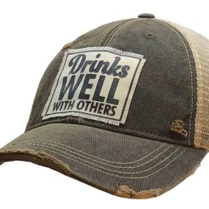 Vintage Life – Drinks Well With Others Trucker Hat Baseball Cap Navy