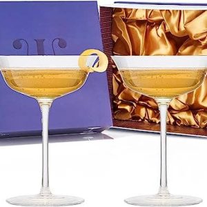 The Wine Savant – Vintage Crystal Coupe Glasses, Set of 2 (8 OZ)
