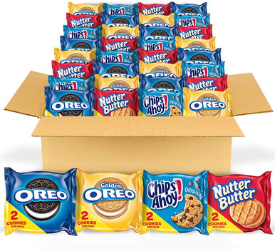 OREO Original, OREO Golden, CHIPS AHOY! & Nutter Butter Cookie Snacks Variety Pack, School Lunch Box Snacks, 56 Snack Packs (2 Cookies Per Pack)