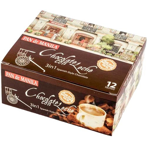 Pan de Manila – Chocolate con Leche – 3 in 1 Spanish Style Chocolate (12 Sachets) – 30 G