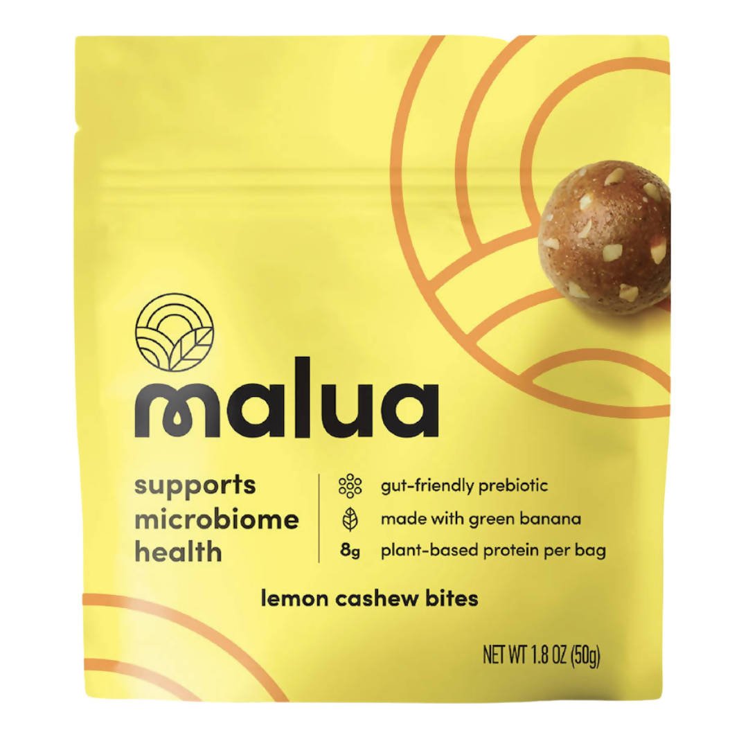 Malua Prebiotic Organic Gut Healthy Vegan Keto Friendly, Low Carb Cashew Lemon Bites – 8 Bags x 1.8 oz