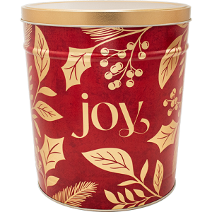 6.5 Gal Red & Gold JOY Popcorn Tin