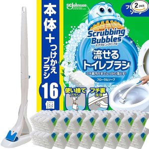 Scrubbing Bubbles Flushable Toilet Brush with Floral Soap Scent – Handle + Refills (16 Pieces)Made in JAPAN – Tokyo Sakura Mall