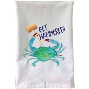 Clawdia Crab – Get Hammered Flour Sack Towel | B McVan Designs