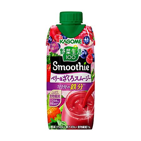 Kagome, Yasai Seikatsu, Smoothie, Berry & Pomegranate, 100% Mixed Juice, 330ml