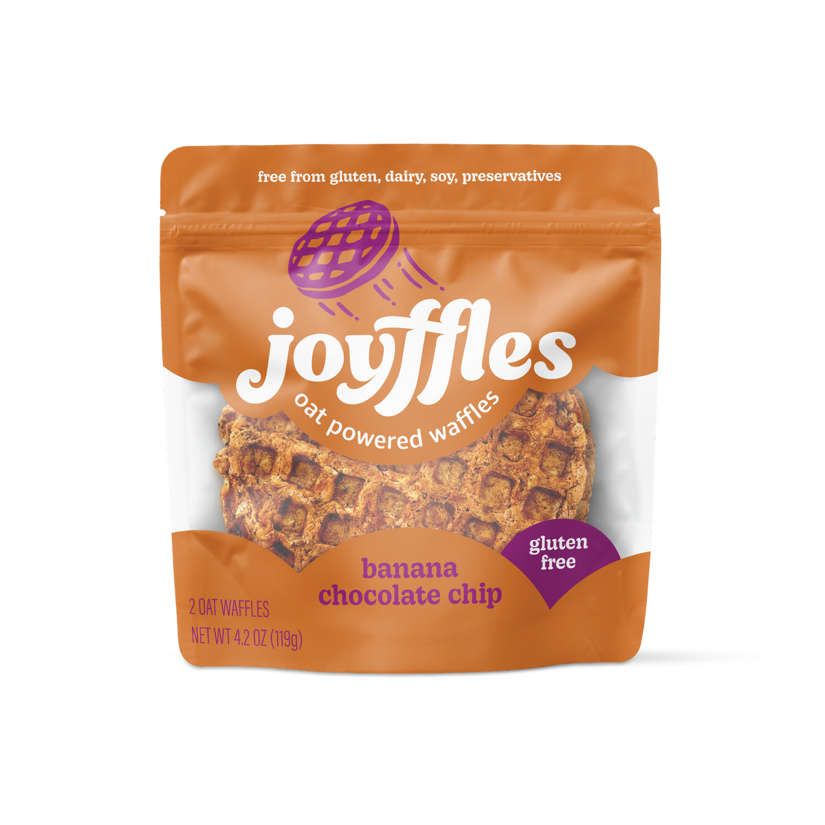 Joyffles banana chocolate chip (classically bold and beautiful) Waffles – 2-piece Pack