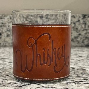 Barrel Down South – Whiskey Word Faux Leather Rocks Glass