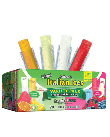 Wyler’s Authentic Italian Ices Original and Berry Flavors Freezer Pops, 70 Count
